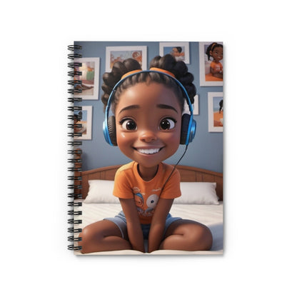 Cool African American Girl Spiral Notebook - Ruled Line