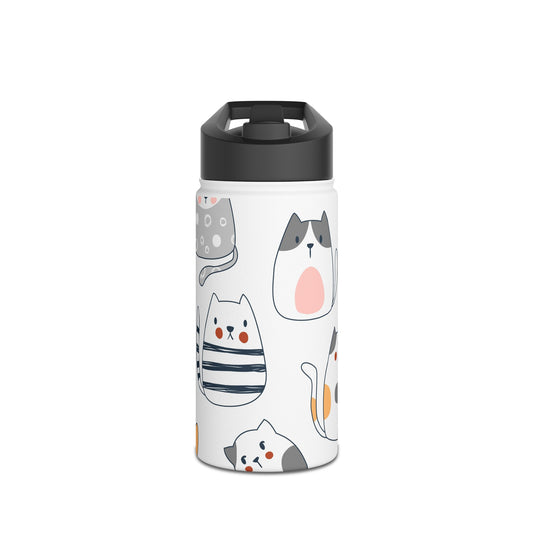 Fun Cats Stainless Steel Water Bottle, Standard Lid