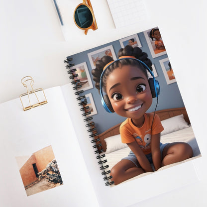 Cool African American Girl Spiral Notebook - Ruled Line