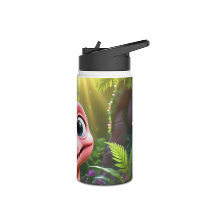 Pink Tyrannosaurus Stainless Steel Water Bottle, Standard Lid