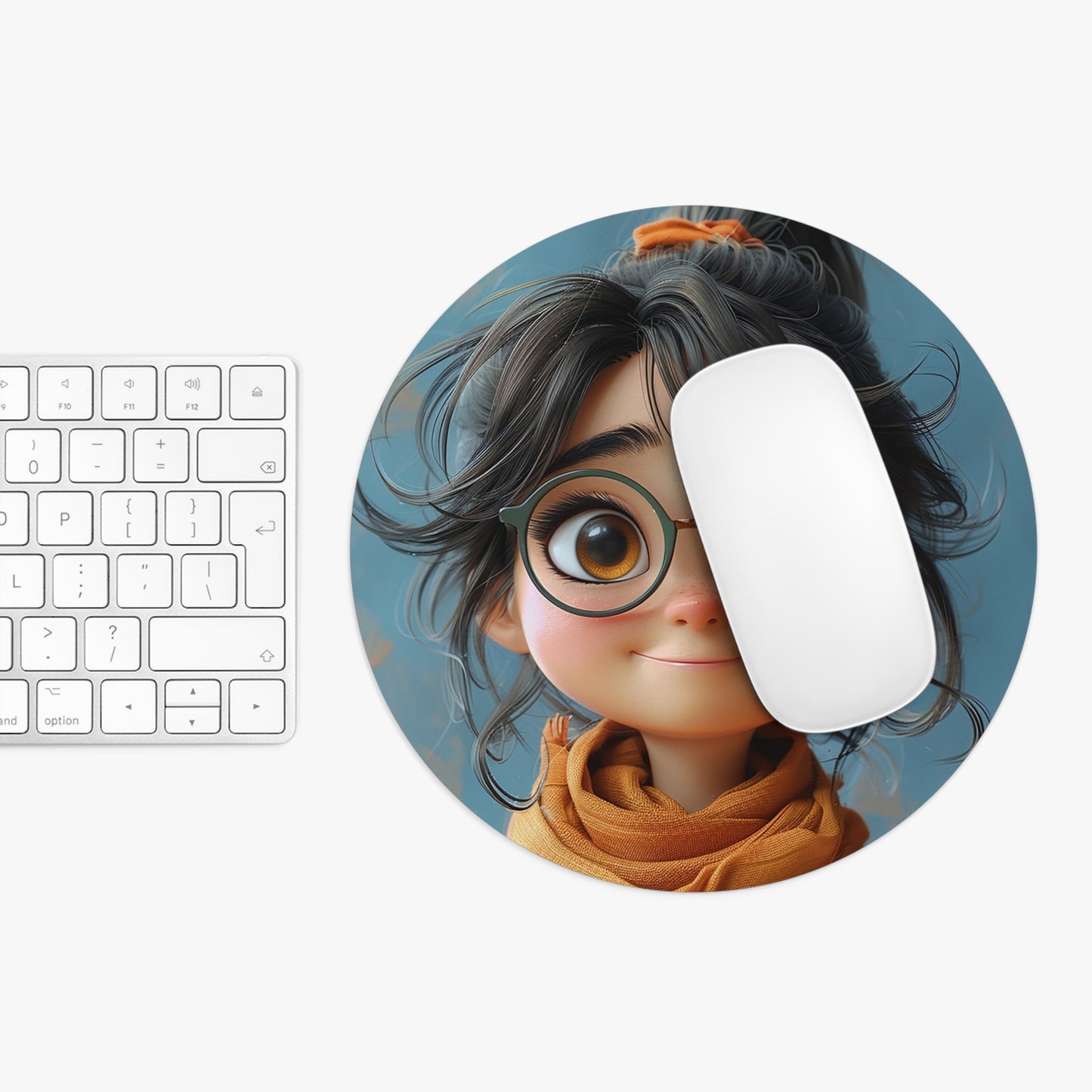 Messy Hair Cute Girl Mouse Pad