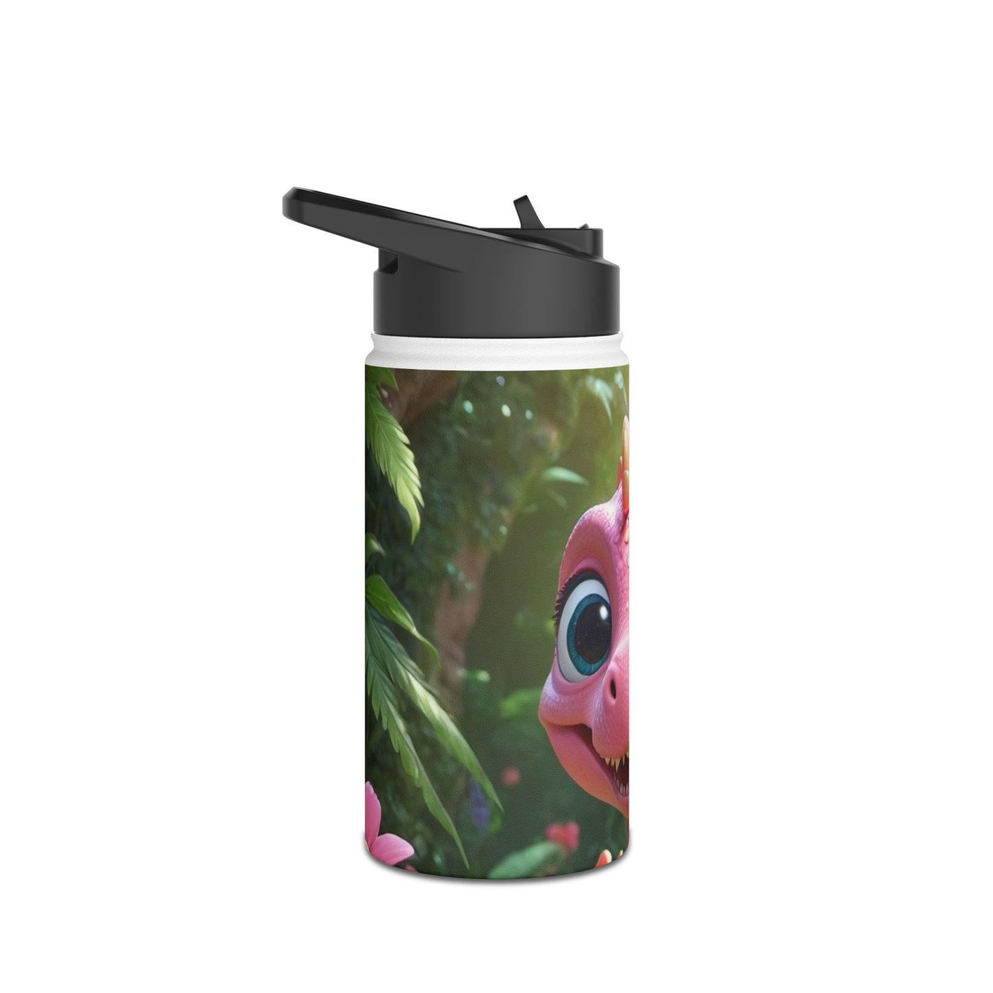 Pink Tyrannosaurus Stainless Steel Water Bottle, Standard Lid