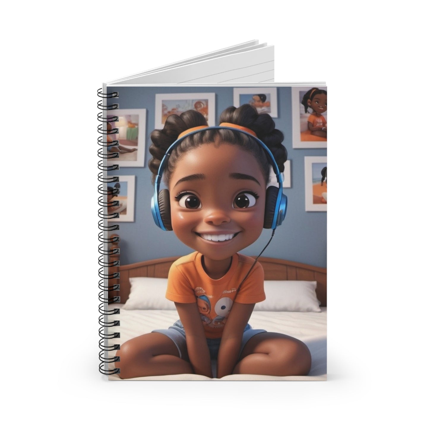 Cool African American Girl Spiral Notebook - Ruled Line