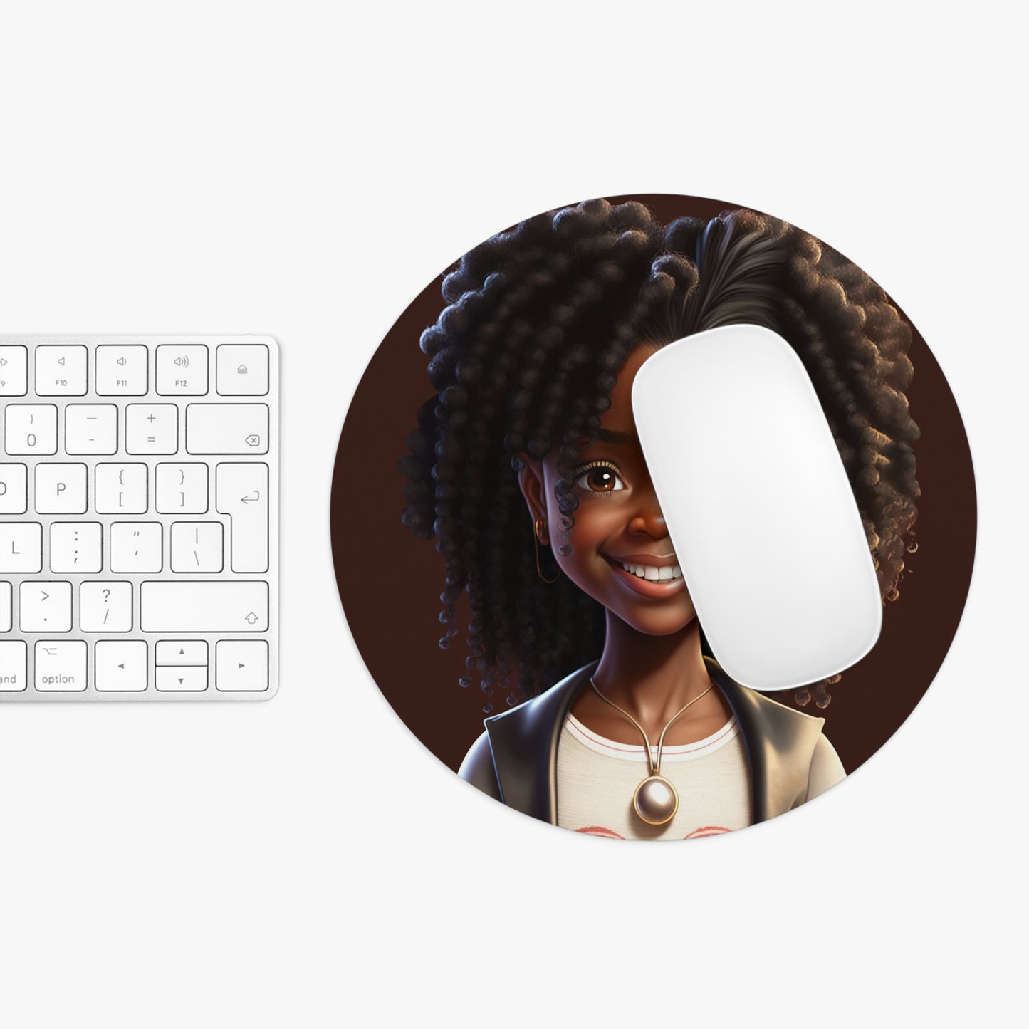 Curly Hair Black Girl Mouse Pad