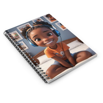 Cool African American Girl Spiral Notebook - Ruled Line