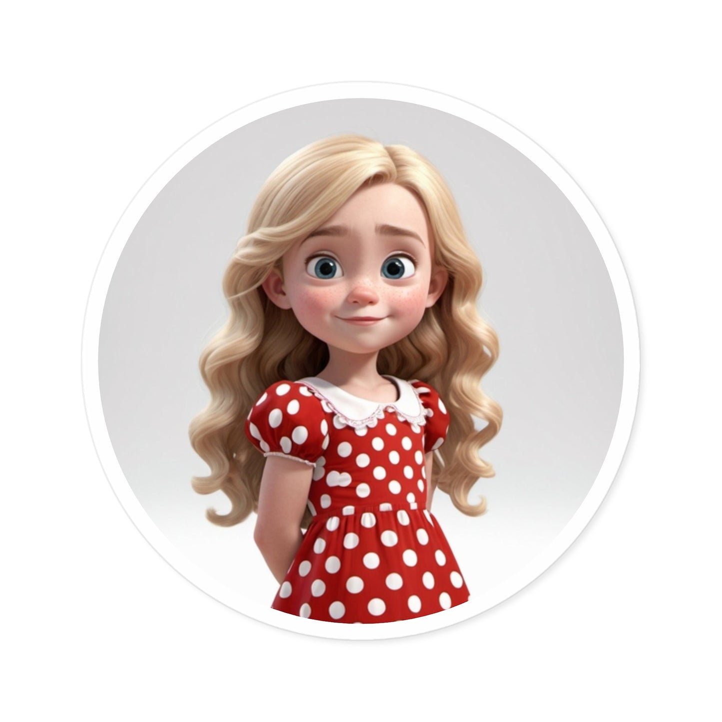 Cute Little Girl with Polka Dots Round Stickers, Indoor\Outdoor