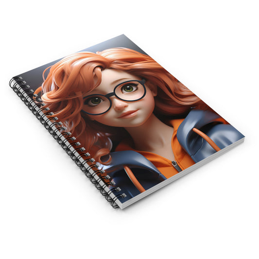 Cute Red Hair Girl Spiral Notebook - Ruled Line