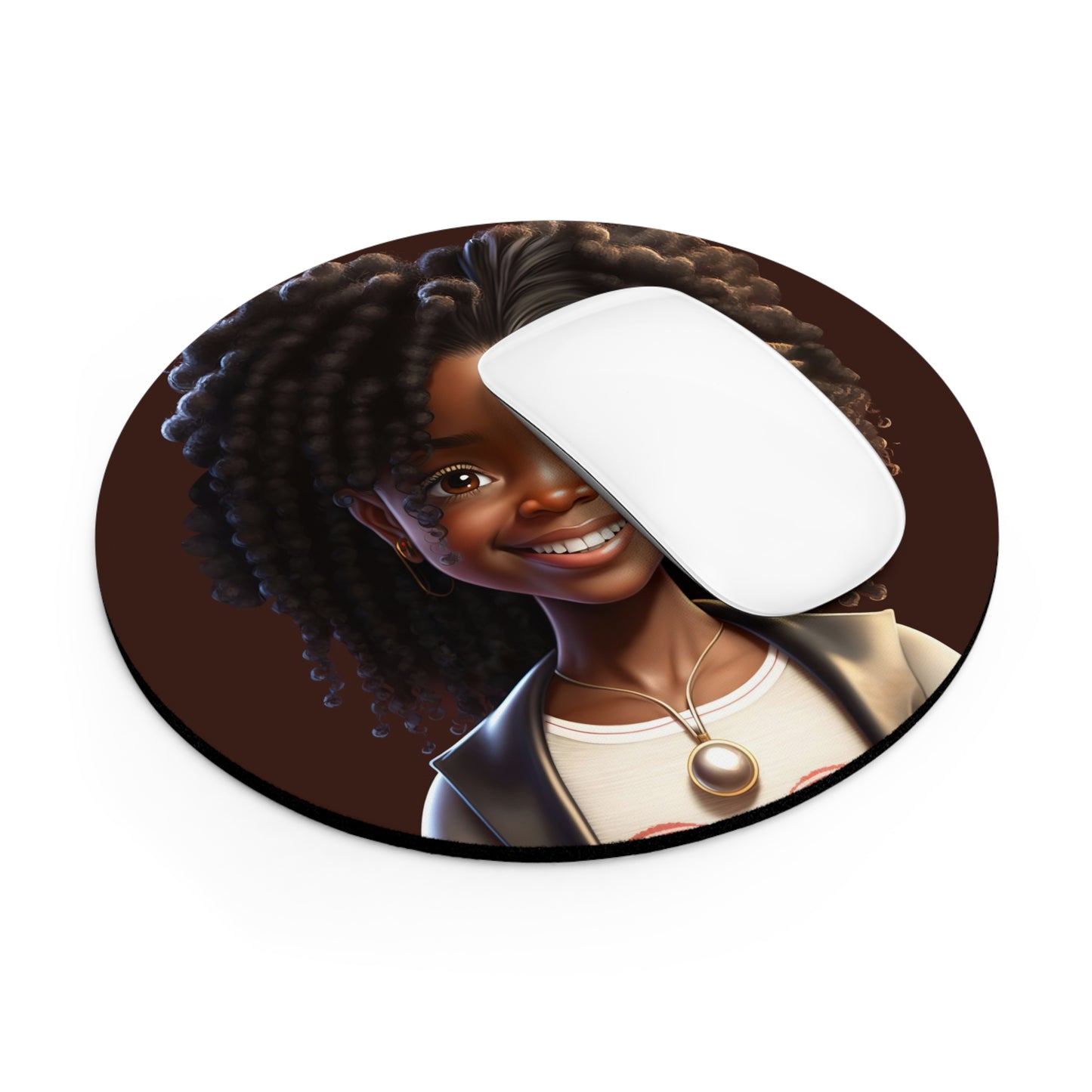 Curly Hair Black Girl Mouse Pad