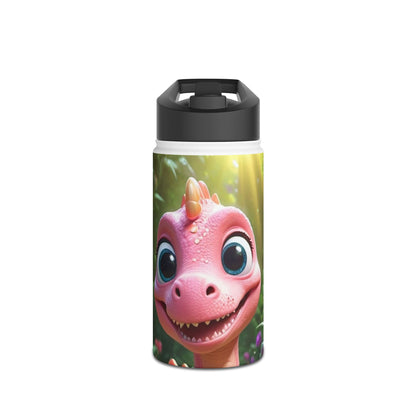 Pink Tyrannosaurus Stainless Steel Water Bottle, Standard Lid