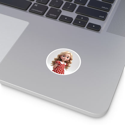 Cute Little Girl with Polka Dots Round Stickers, Indoor\Outdoor